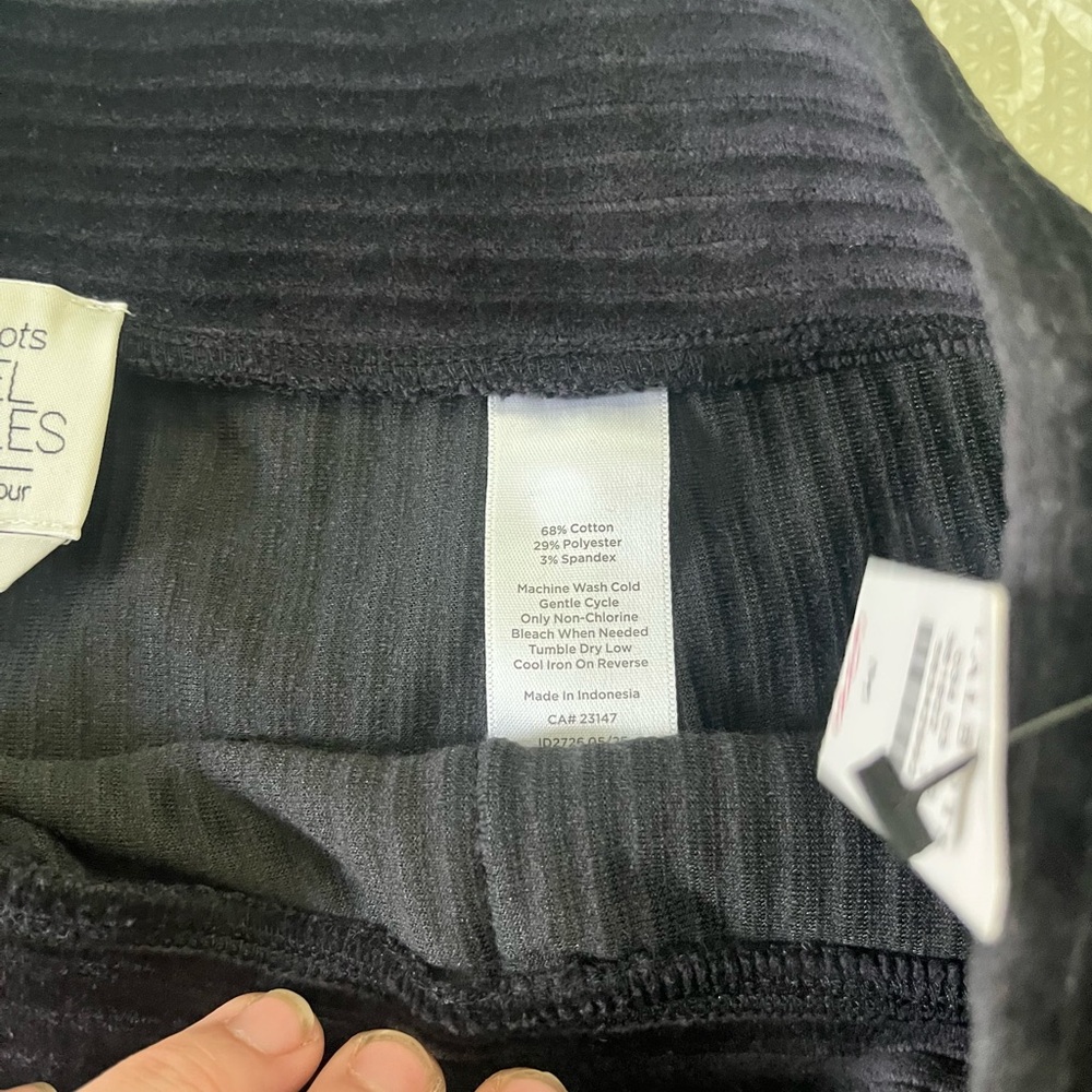 Talbots Black Wide-Leg Corduroy Track Pants - Picture 4 of 5